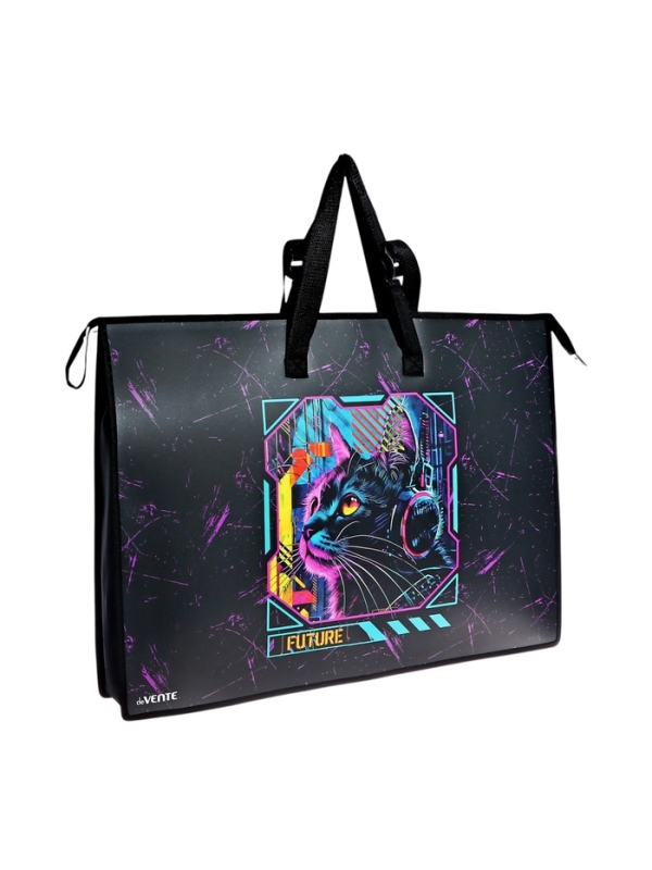 Папка А2 , 650х470х100 мм, deVENTE Папка А2 , 650х470х100 мм, deVENTE "Cyber Cat", с ручками, пластиковая, молния сверху, внутренний карман