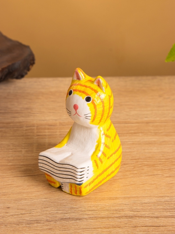 Сувенир дерево "Котенок с книжкой" МИКС, 3,5х5х7 см