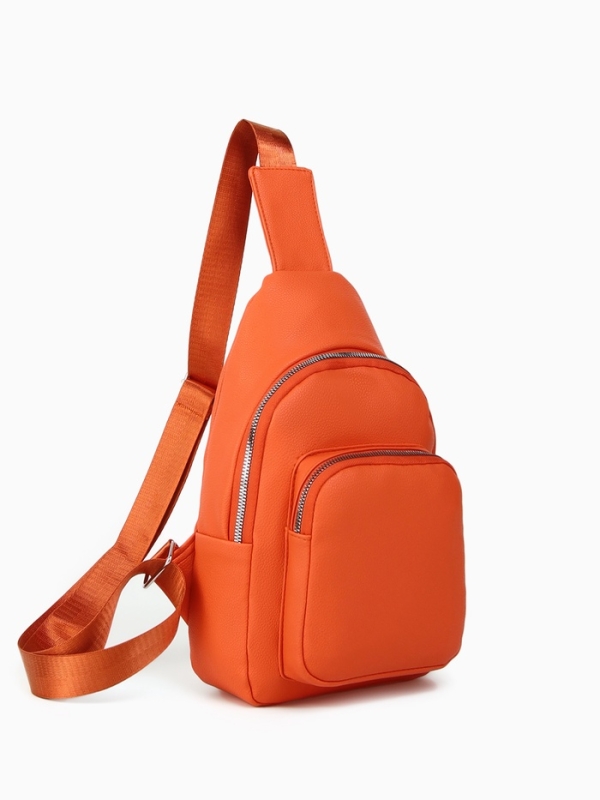 Рюкзак-слинг, 18*5,5*29 см, отд на молнии, 1 н/карман, оранжевый