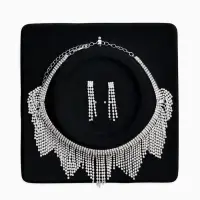 Набор 2 предмета: серьги, колье со стразами &laquo;Лёд&raquo;, d=13.5 см, белый в серебре