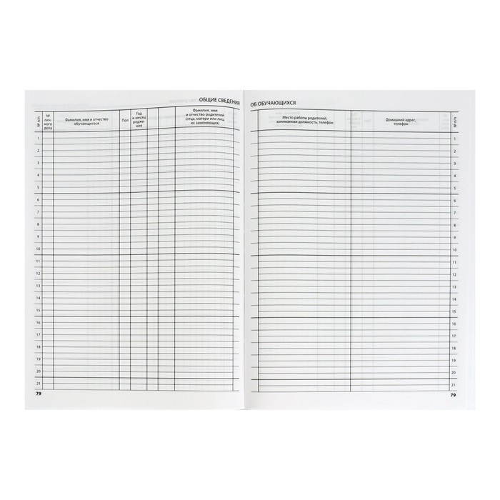 Классный журнал для 5-11 классов А4, 96 листов, твёрдая обложка, белый блок