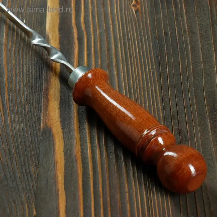 Кочерга узбекская, 50/1 см, полная длина 65 см, сталь 3 мм, с деревянной ручкой, с узором