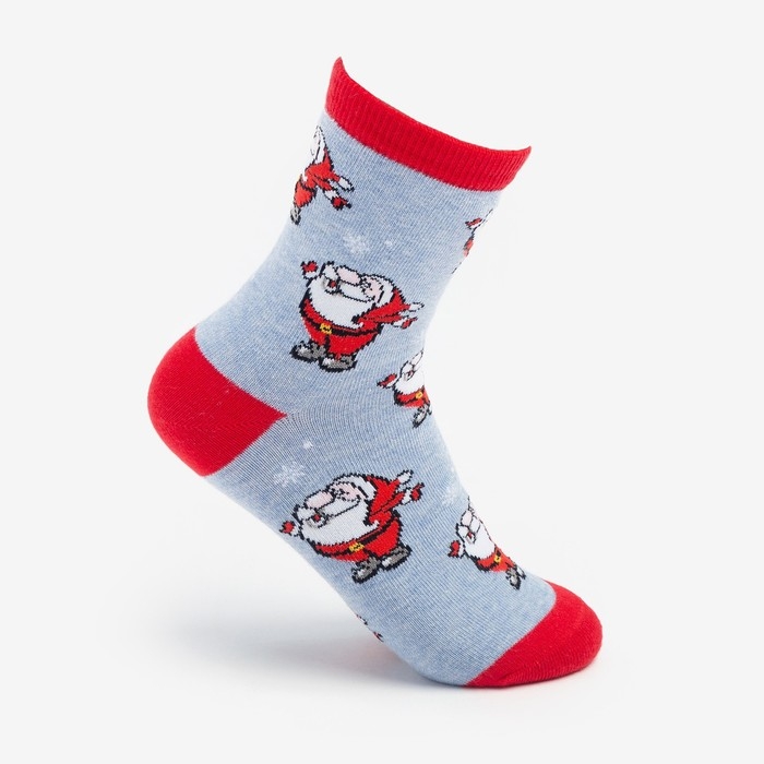 Носки женские новогодние &laquo;Дед Мороз&raquo;, цвет светло-голубой, размер 23-25