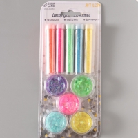 Глиттер "Пудра и шестигранники" неон набор 5х6 гр и 5х5 гр 21,4х9,3 см Глиттер "Пудра и шестигранники" неон набор 5х6 гр и 5х5 гр 21,4х9,3 см