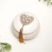 Сувенир керамика "Сердце с жемчужинами, с кистью" 6х8,5х8,5 см