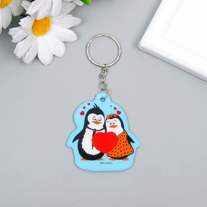 Брелок для ключей на кольце &laquo;Парочка влюблённых пингвинов&raquo;, EVA, 5&times;5.5 см