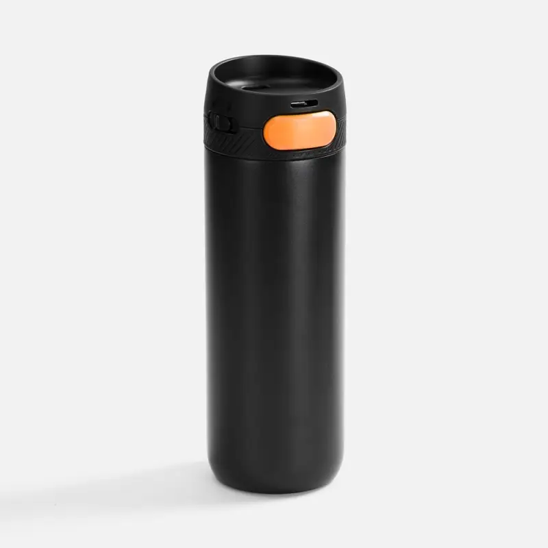 Термостакан X1 с цветной кнопкой, черный с оранжевым