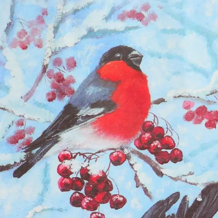 Пакет бумажный подарочный новогодний крафт &laquo;Снегири&raquo; 16&times;12&times;6 см