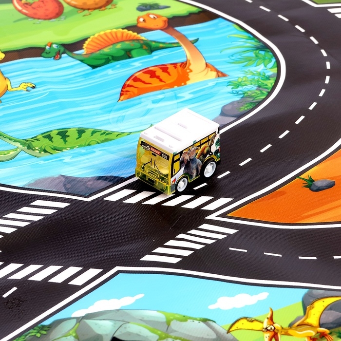 Игровой набор &laquo;Динопарк&raquo;, 4 инерционные машинки, коврик-дорога