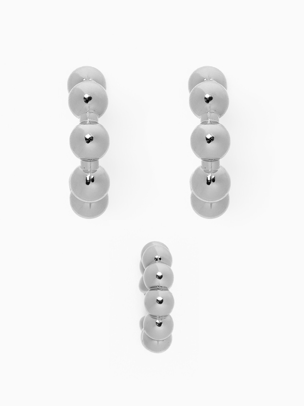 Набор серьги и каффы 3 шт &laquo;Бублики&raquo; дутые, цвет серебро