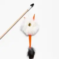 Дразнилка-удочка  из меха кролика "Монстрик" на деревянной палочке