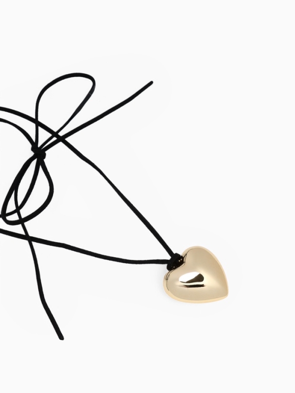 Чокер &laquo;Сердце&raquo; крупное, металлик, цвет чёрный в золоте, 60 см