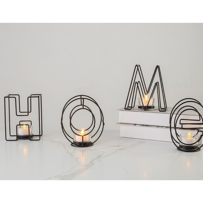 Подсвечник металлический настольный Подсвечник металлический настольный "Home", 13.5 х 42 см, черный