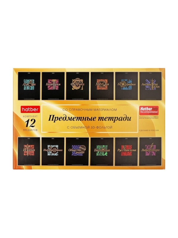 Комплект предметных тетрадей 48 листов, 12 предметов Hatber &laquo;Салют предметов&raquo;, обложка мелованный картон, матовая ламинация, 3D-лак, тиснение фоль�...