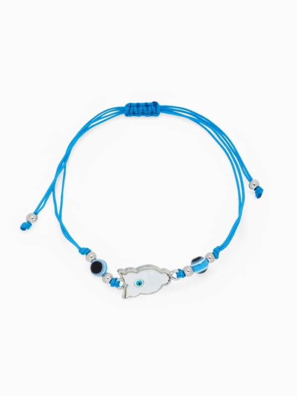 Браслет-оберег «Сова» на нити, мудрость, глазик, цвет голубой в серебре Браслет-оберег «Сова» на нити, мудрость, глазик, цвет голубой в серебре
