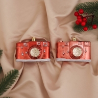 Украшение ёлочное "Фотоаппарат" (набор 2 шт) 9,5х4,5х7 см, красный Украшение ёлочное "Фотоаппарат" (набор 2 шт) 9,5х4,5х7 см, красный