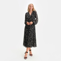 Платье женское с поясом MIST миди, размер 44, чёрный Платье женское с поясом MIST миди, размер 44, чёрный