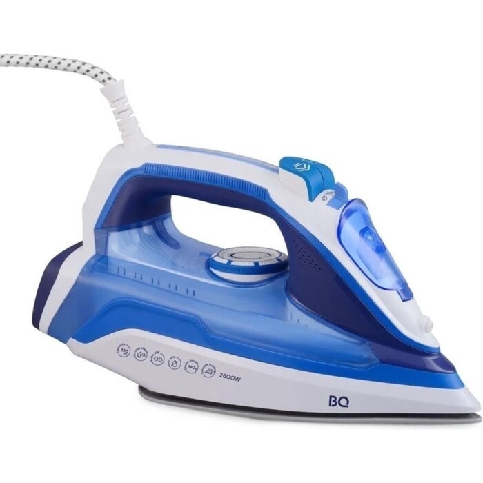 Утюг BQ SI1002, 2600 Вт, керамическая подошва, 30 г/мин, 320 мл, бело-синий Утюг BQ SI1002, 2600 Вт, керамическая подошва, 30 г/мин, 320 мл, бело-синий