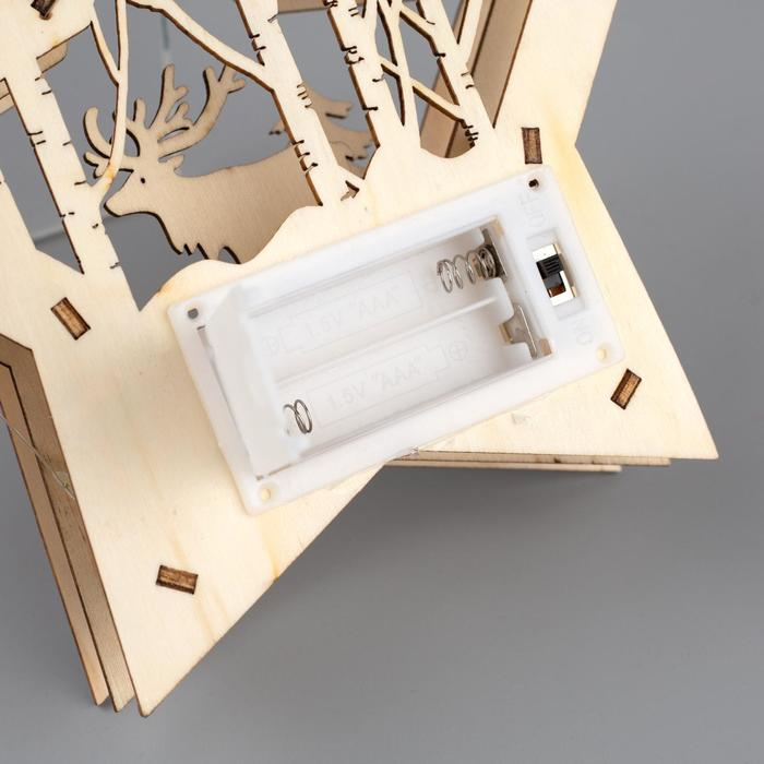 Светодиодная фигура &laquo;Звезда с оленем в лесу&raquo; 18 &times; 18 &times; 5 см, дерево, батарейки АААх2 (не в комплекте), свечение тёплое белое