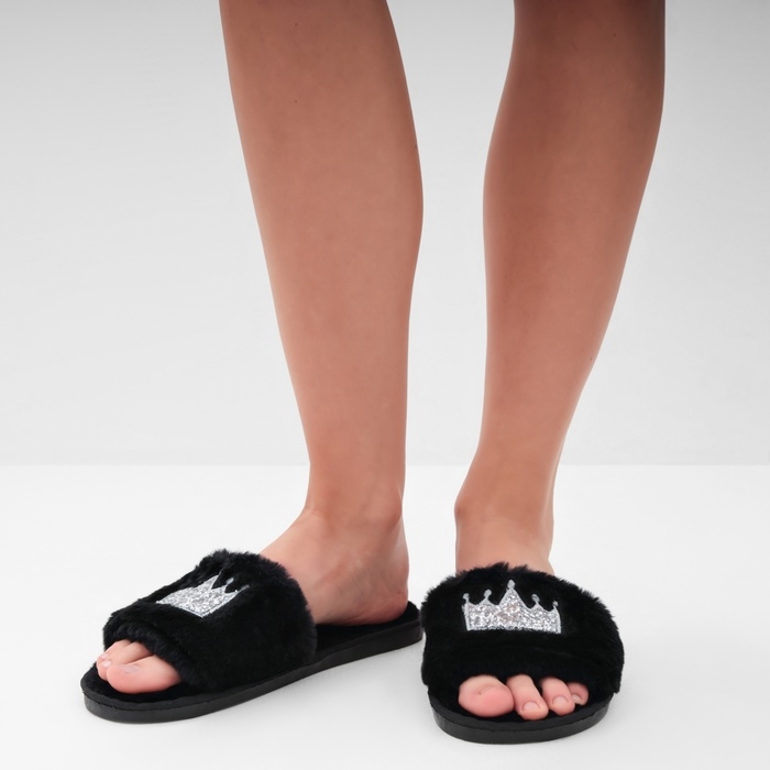 Тапочки женские с открытым носом размер 36-37, цвет чёрный Тапочки женские с открытым носом размер 36-37, цвет чёрный