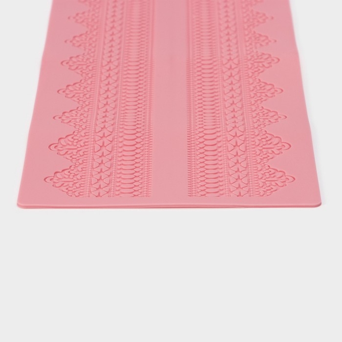 Коврик для айсинга Доляна &laquo;Кружево&raquo;, силикон, 38,7&times;16,5 см, цвет розовый