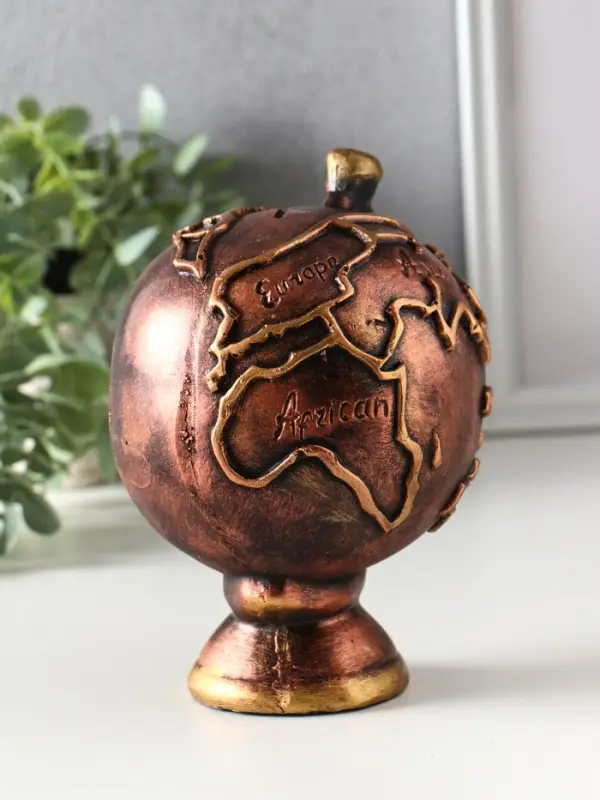 Копилка "Глобус" 17х12х11,5 см, под бронзу