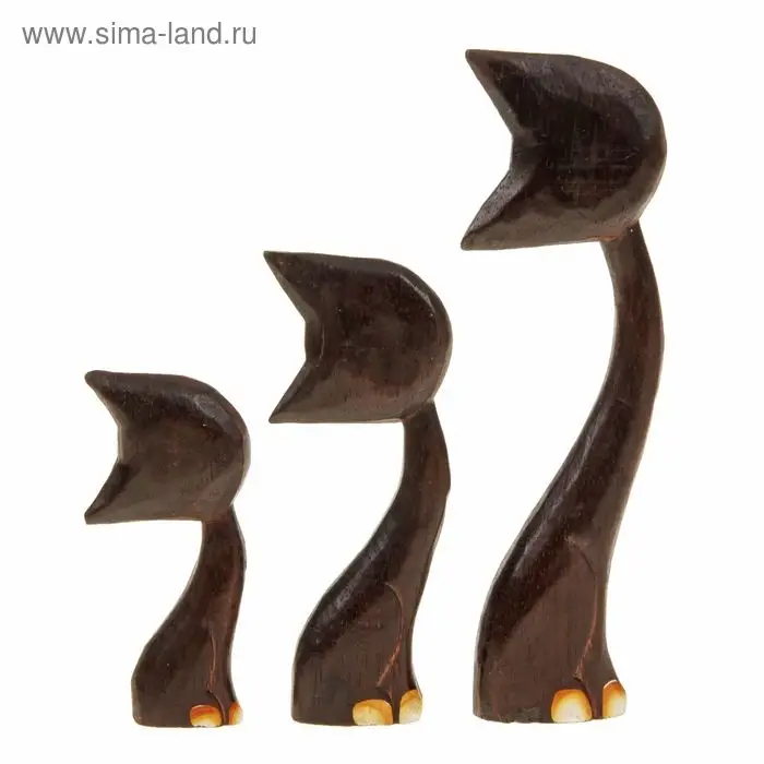 Сувенир &laquo;Кошки белые ушки. Любопытство&raquo;, набор 3 шт., h=13 см, h=19, h=28 см, дерево
