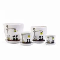 Набор горшков цветочный поддоном 4 шт 0,4 / 1 / 2,5 / 5 л керамика, Вечер