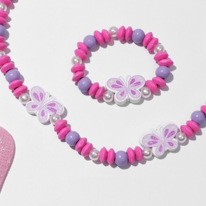 Набор детский &laquo;Выбражулька&raquo; 2 предмета: бусы, браслет, бабочки летние, цветной