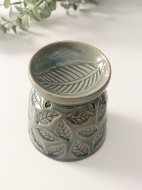 Аромалампа керамика "Листья" морская лагуна 9,5х9,5х10,8 см