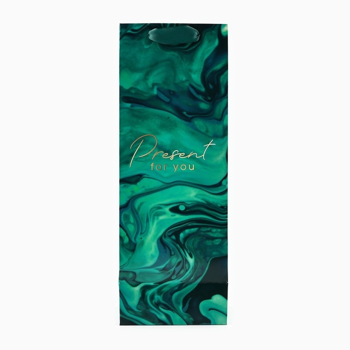 Пакет подарочный ламинированный под бутылку, упаковка, Present for you, 13 x 36 x 10 см