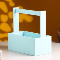 Кашпо деревянное "Эллада большая, сетка", с ручкой, 25&times;12,5&times;10(25) см Серо-голубой