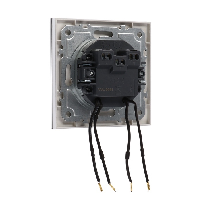 Выключатель TOT Glossy Glass, 10 А, 2 клавиши, с подсветкой, скрытый, стекло, серебристый Выключатель TOT Glossy Glass, 10 А, 2 клавиши, с подсветкой, скрытый, стекло, серебристый