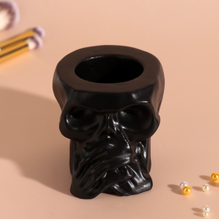 Предмет интерьера Предмет интерьера "Череп Безмолвие" 6,5*10см черный матовый