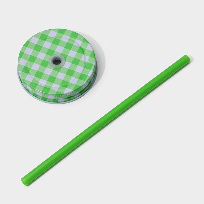 Кружка стеклянная с крышкой и трубочкой Доляна &laquo;Ананас&raquo;, 500 мл, 11&times;8,5&times;13 см, цвет МИКС