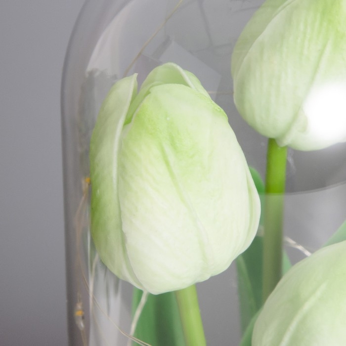 Ночник колба &laquo;Тюльпаны&raquo; LED 3хААА зеленый 10,5х10,5х22см