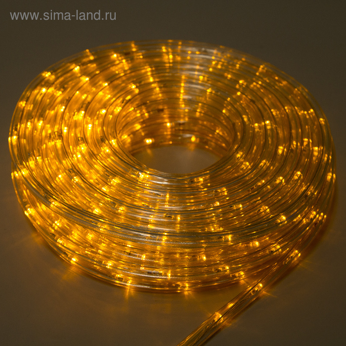 Световой шнур Luazon Lighting 10 мм, IP65, 20 м, 24 LED/м, 220 В, 8 режимов, свечение жёлтое