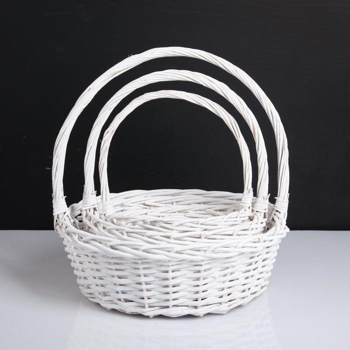 Набор корзин, 3 шт, 39×14/40 см, 30×12/35 см, 25×10/30 см, белый, ива Набор корзин, 3 шт, 39×14/40 см, 30×12/35 см, 25×10/30 см, белый, ива