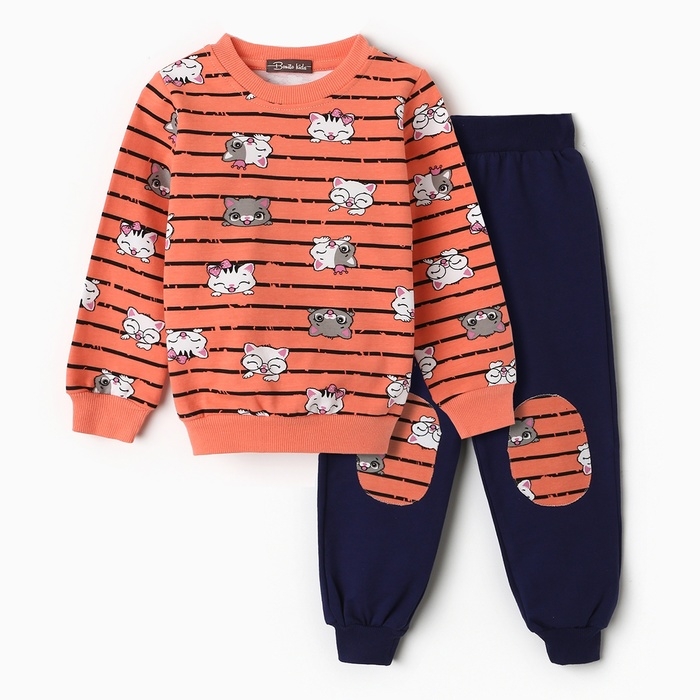 Комплект для девочки (свитшот, брюки), цвет коралловый, рост 98 см Комплект для девочки (свитшот, брюки), цвет коралловый, рост 98 см