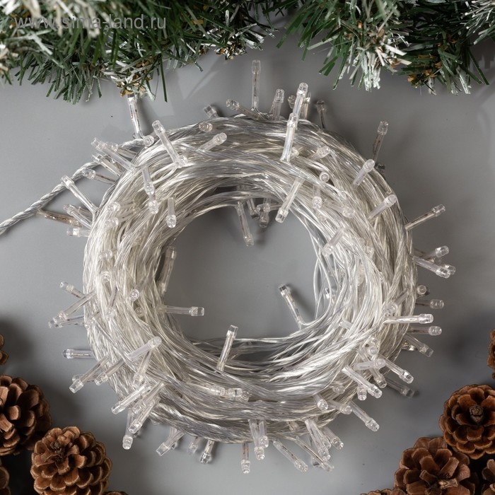 Гирлянда &laquo;Нить&raquo; 20 м, IP20, прозрачная нить, 200 LED, свечение красное, 8 режимов, 220 В