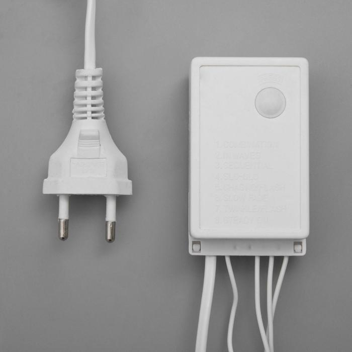 Гирлянда &laquo;Бахрома&raquo; 4 &times; 0.6 м, IP44, белая нить, 180 LED, свечение белое, 8 режимов, 220 В