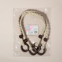 Ручки для сумки, 2 шт, вощёный шнур/дерево, 48 × 2 см, цвет бежевый Ручки для сумки, 2 шт, вощёный шнур/дерево, 48 × 2 см, цвет бежевый