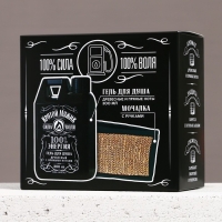 Подарочный набор косметики &laquo;Крутой мужик&raquo;, гель для душа во флаконе канистры 300 мл и мочалка для тела, аромат древесный с пряными нотами, HARD LINE