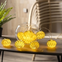 Гирлянда &laquo;Нить&raquo; 2 м с насадками &laquo;Белый фонарик&raquo;, IP20, прозрачная нить, 10 LED, батарейки AAх2 (в комплекте), свечение тёплое белое