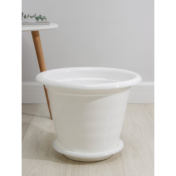 Горшок для цветов с поддоном &laquo;Виола&raquo;, 16 л, пластиковый, белый