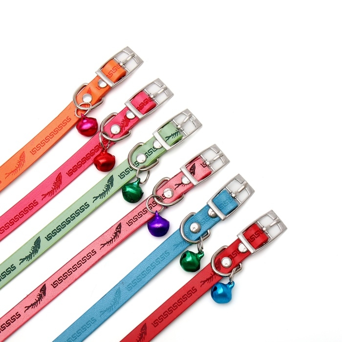 Ошейник мягкий с бубенчиком "Рыбки", 31 х 1, микс цветов