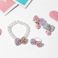 Набор детский &laquo;Выбражулька&raquo; 3 предмета: клипсы, браслет, кольцо, бантики, цветной