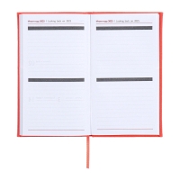 Еженедельник датированный 2025 года, 85х145 мм, 64 листа ESCALADA, твердая обложка из искусственной кожи, блинтовое тиснение, блок 70 г/м&sup2;, коралловый