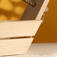 Кашпо деревянное двуреечное, ручка веревка 26,5х12,5х9,5 см натуральный Кашпо деревянное двуреечное, ручка веревка 26,5х12,5х9,5 см натуральный