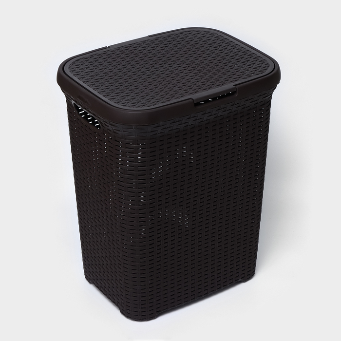 Корзина бельевая с крышкой &laquo;Ротанг&raquo;, 60 л, 34&times;44&times;56 см, цвет микс
